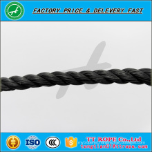 3 strands 5mm black color pp recycled rope